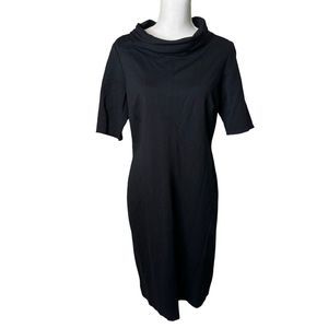 Ralph Lauren boat Neck Sheath Dress black ponte knit Size medium career a15